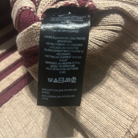 Maeve Anthropologie Pink & Tan Striped Chunky Sweater Women’s L - Picture 5 of 6